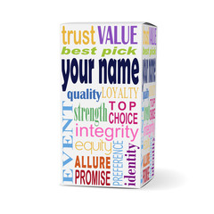 your name words on product box