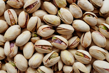 Roasted and salted pistachios in their shells