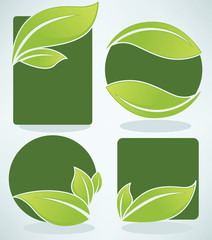 vector collection of bright green leaf frames and stickers