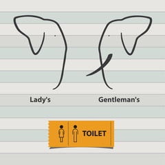 Icon Set of Man and Lady Toilet Sign, Symbol of African Elephant