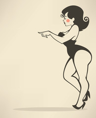 plus size pin up girl on beige background