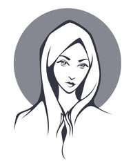 vector portrait of Virgin Mary