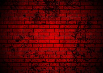 Naklejka na ściany i meble Dark red grunge brick wall background