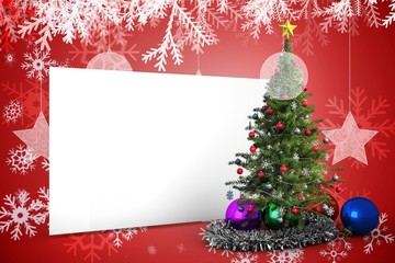 Composite image of poster with christmas tree