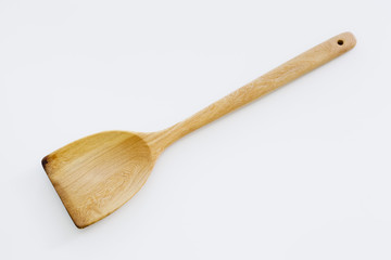 Wooden kitchen utensils. Isolated on white background