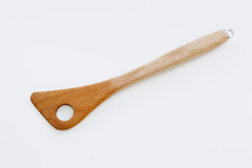 Wooden kitchen utensils. Isolated on white background