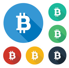 Flat bitcoin icon in circle
