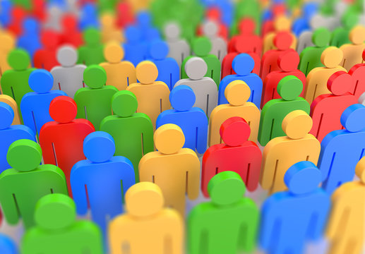 render of a colorful crowd
