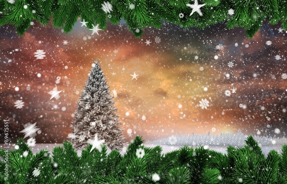 Poster composite image of snow falling