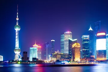 Abwaschbare Fototapete Shanghai Shanghai Nacht