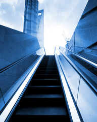 escalator in the outdoor under the sun, urban abstract landscape