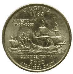 Quarter dollar Virginia Jamestown Wirginia Виргиния - obrazy, fototapety, plakaty