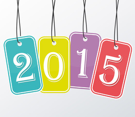Obraz na płótnie Canvas 2015 Four colored stickers. Happy new year greeting card.