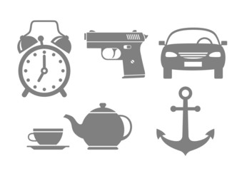 Grey icons on white background