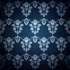 Seamless dark blue wallpaper in style retro.
