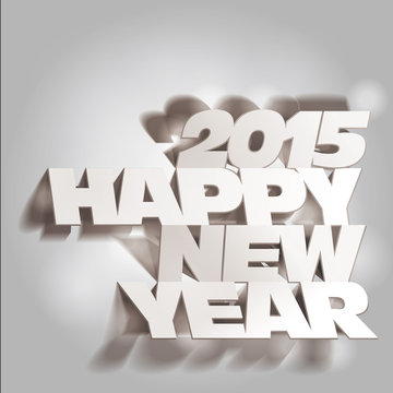 2015: Monochrome Paper Folding with Letter, Happy New Year.