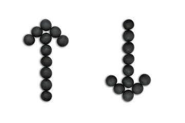 Black pebble up/down arrows