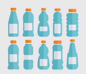 Plastic bottle set - flat icons