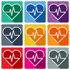 Heart Pulse flat icon. Heart Rate Flat icon. Vector Illustration