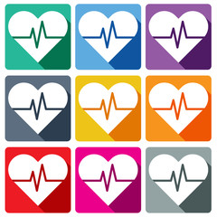Heart Pulse flat icon. Heart Rate Flat icon. Vector Illustration