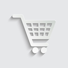 shopping basket - icon with shadow on a grey background