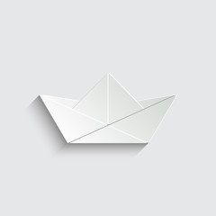 paper boat - vector icon with shadow on a grey background