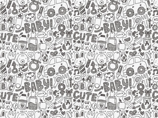seamless doodle baby pattern