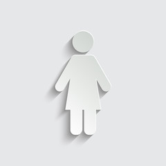 Woman icon with shadow on a grey background