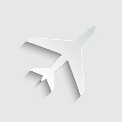 Airplane Icon with shadow on a grey background