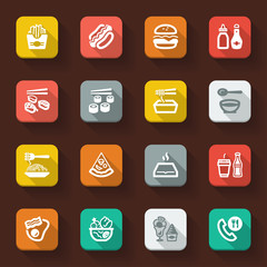 Fast food and junk food flat icons