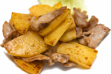 肉料理 ポテト 白背景