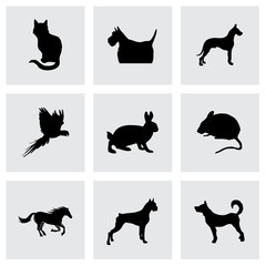 Vector black pet icons set
