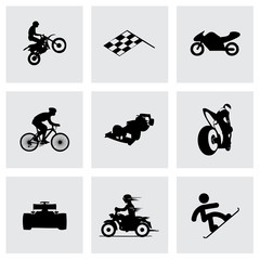 Vector black racing icons set