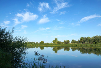 Obraz premium River Chagan in Uralsk city, Kazakhstan