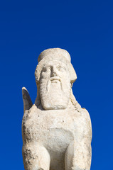 Fototapeta na wymiar Detail from the stone sphinx monument in Bodrum Castle, Turkey