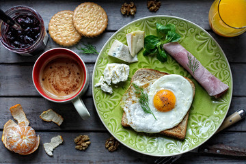 Breakfast with egg and toast