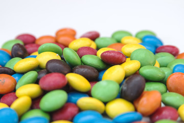 Pile of colorful chocolate coated candy