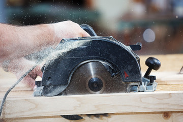 Carpenter with Circular Hand Saw