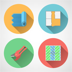 Flat icons for linoleum flooring service