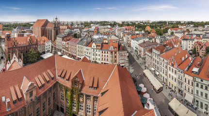 Panoramic view of old town in Torun, Poland. - obrazy, fototapety, plakaty