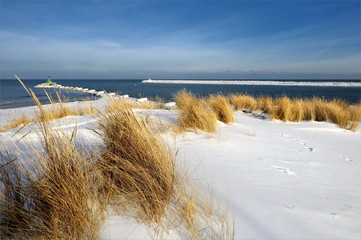 krajobraz morski, zimowa wydma