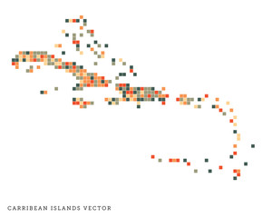 Pixel art outline of the Caribbean Islands