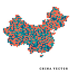 Pixel art outline of China