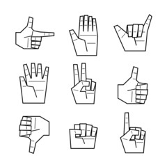 A set of hand sign icons