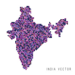 Obraz premium A vector outline of India in a pixel art style