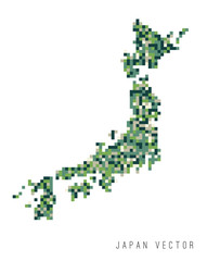 Naklejka na ściany i meble A vector outline of Japan in a pixel art style