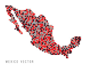 A vector outline of Mexico in a pixel art style