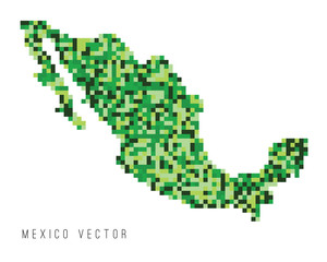 Fototapeta na wymiar A vector outline of Mexico in a pixel art style