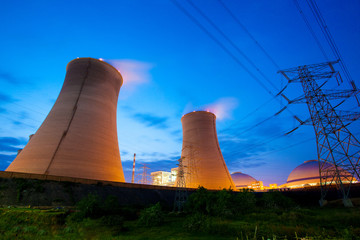 Thermal power plant at night