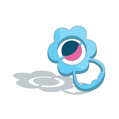 Blue baby rattle isolated on white